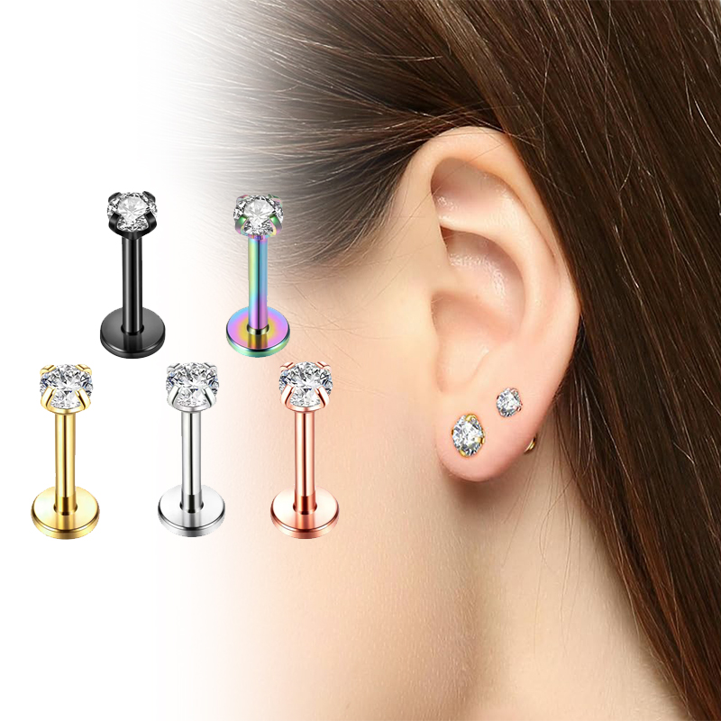 Body Jewelry Labret - Boucles d'oreilles clous en titane 16G