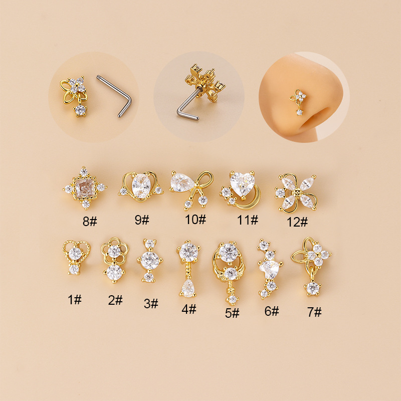 Body Jewelry Nose Studs - Piercing de nez en zircon cubique