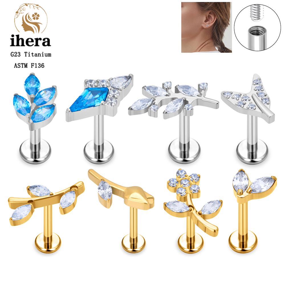 Body Jewelry Labret - Clous d'oreille motif feuille de fleur,