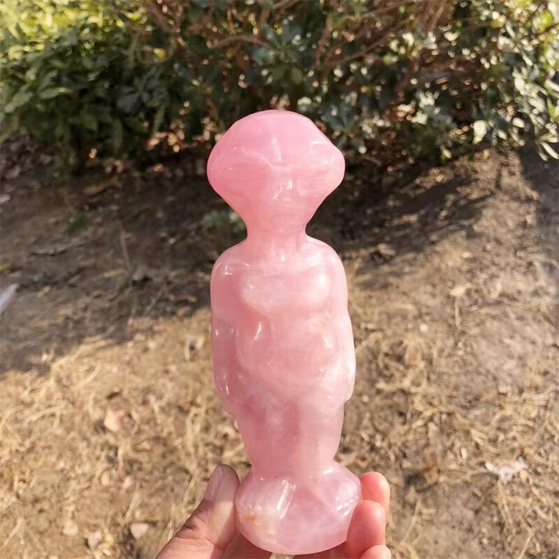 Body Jewelry Europe - Statue d'alien en quartz rose naturel