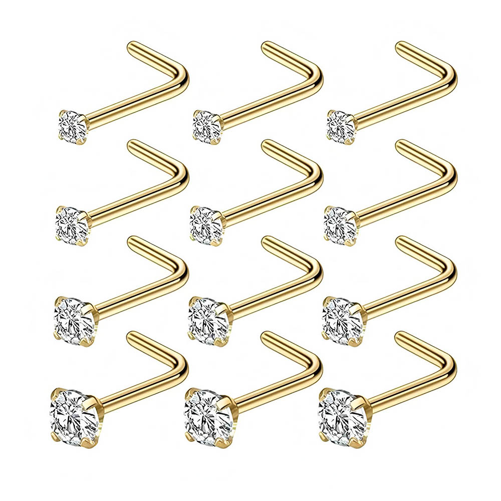 Body Jewelry Nose Studs - Ensemble complet de 12 pièces de