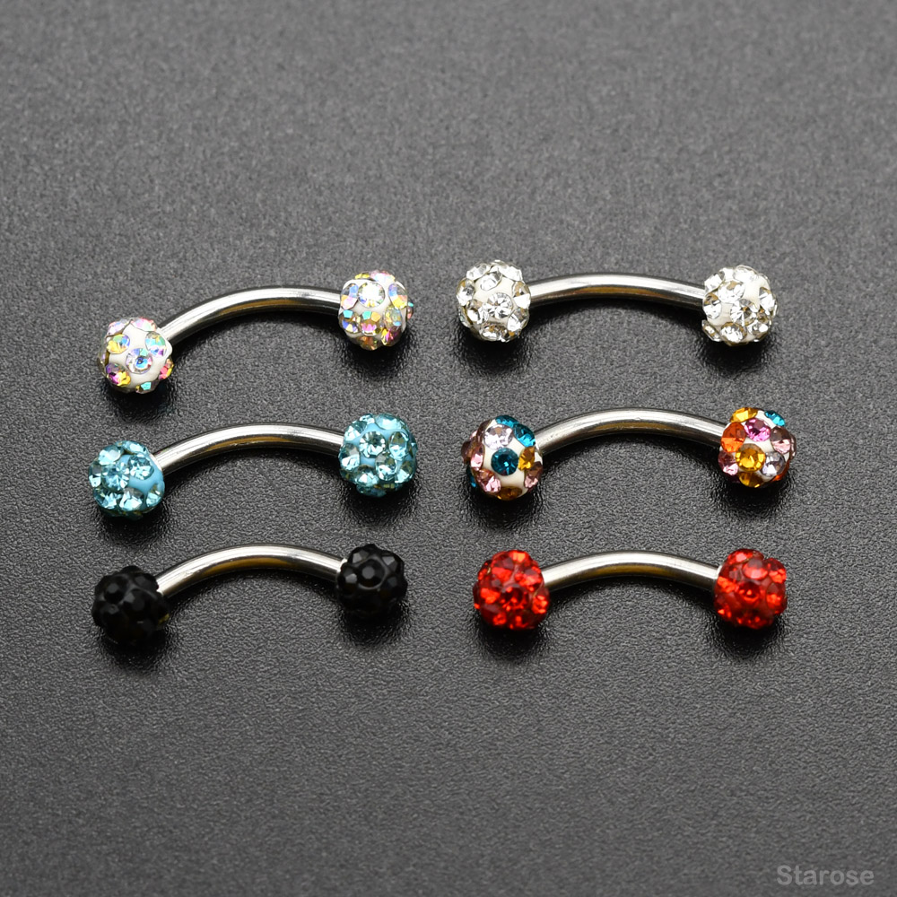2 pièces 4mm boule de cristal  - Nipple Bar Curved avis et prix