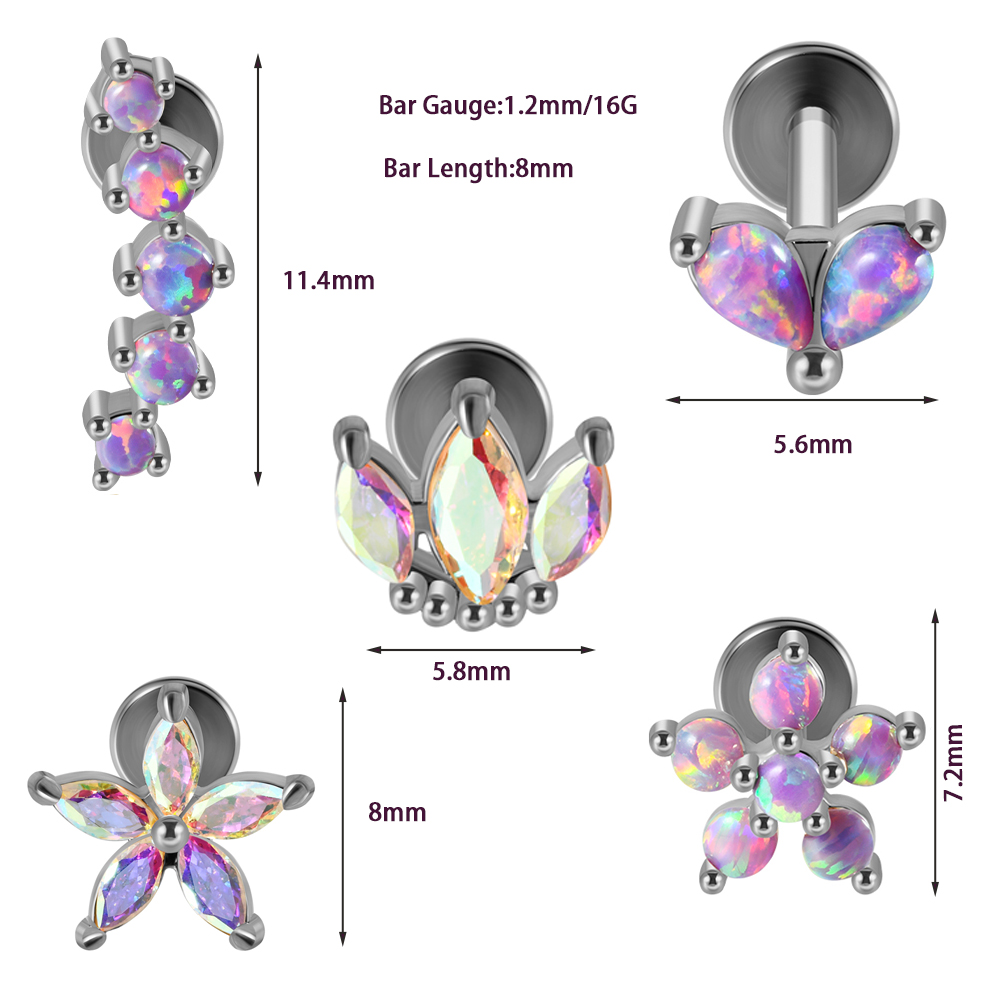 1PC acier inoxydable opale fle - Body Jewelry Labret avis et prix
